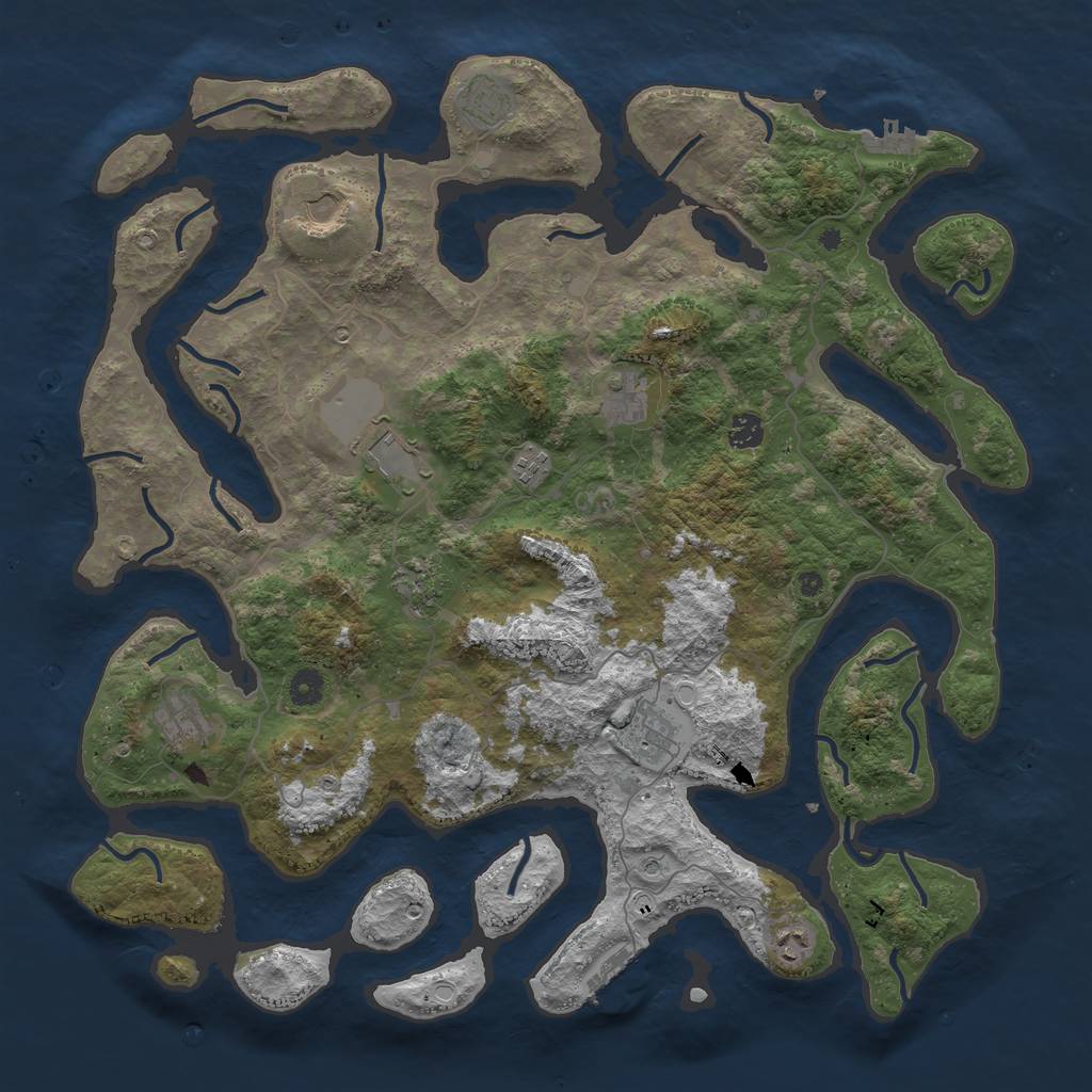 Rust Map: Procedural Map, Size: 4500, Seed: 927403997, 18 Monuments