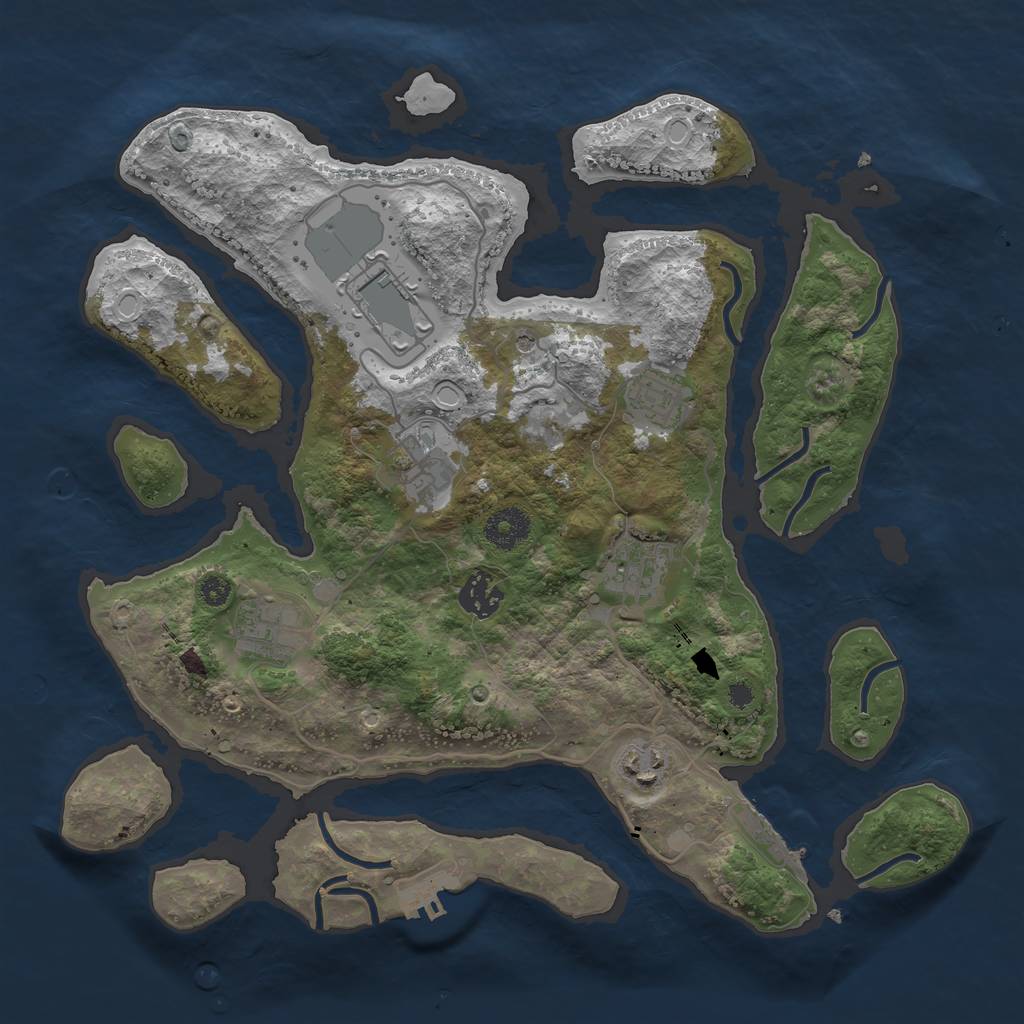 Rust Map: Procedural Map, Size: 3500, Seed: 1975756456, 15 Monuments
