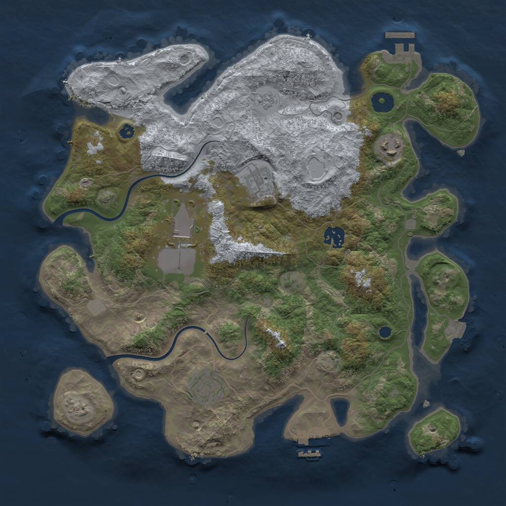 Rust Map: Procedural Map, Size: 3500, Seed: 4723433, 11 Monuments