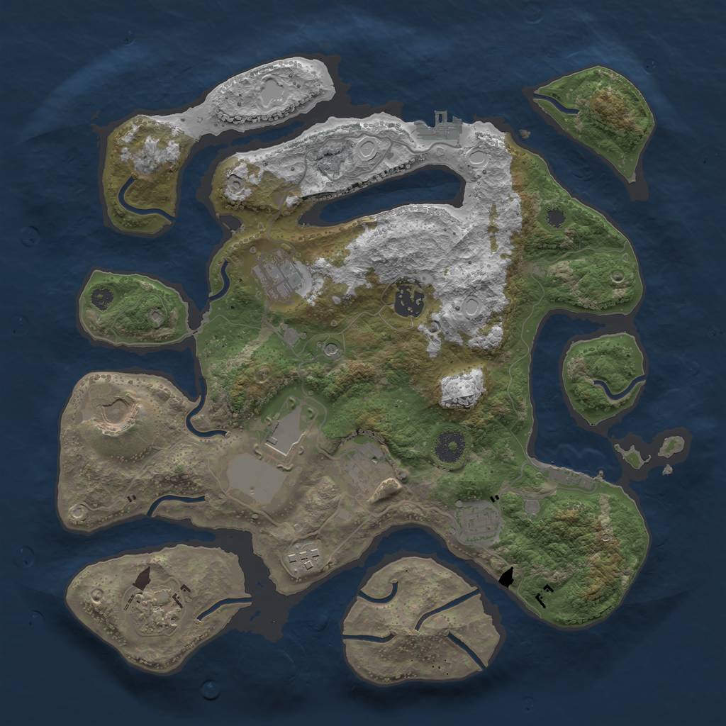 Rust Map: Procedural Map, Size: 3500, Seed: 1922066548, 16 Monuments