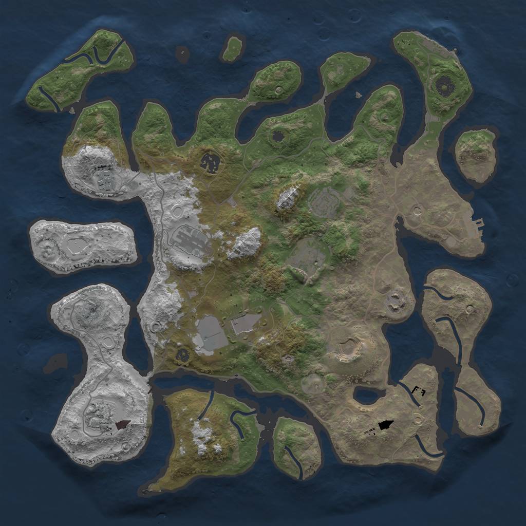 Rust Map: Procedural Map, Size: 4000, Seed: 98735860, 17 Monuments