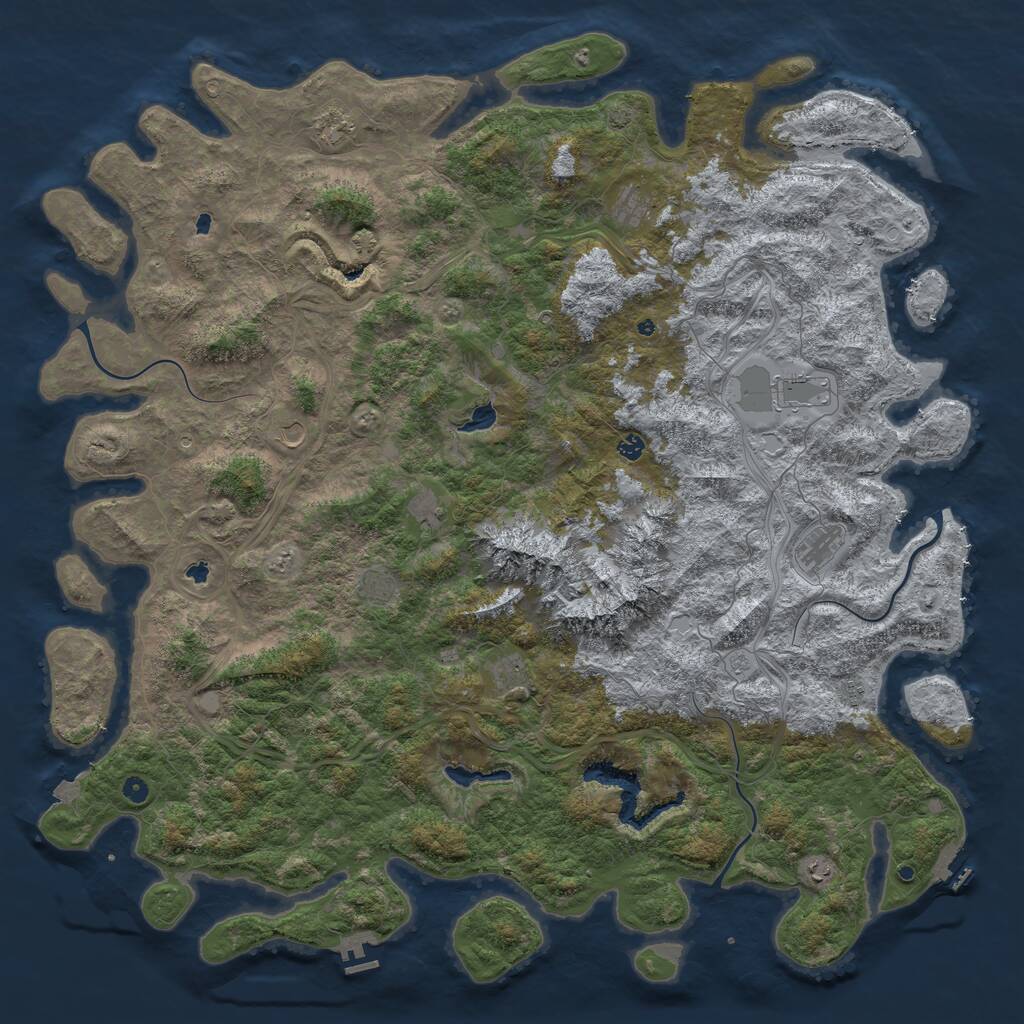 Rust Map: Procedural Map, Size: 6000, Seed: 753127745, 17 Monuments