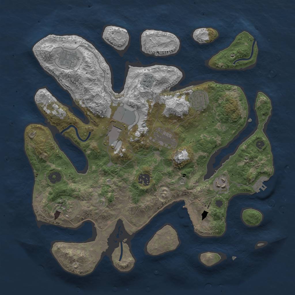 Rust Map: Procedural Map, Size: 3600, Seed: 1820085291, 16 Monuments