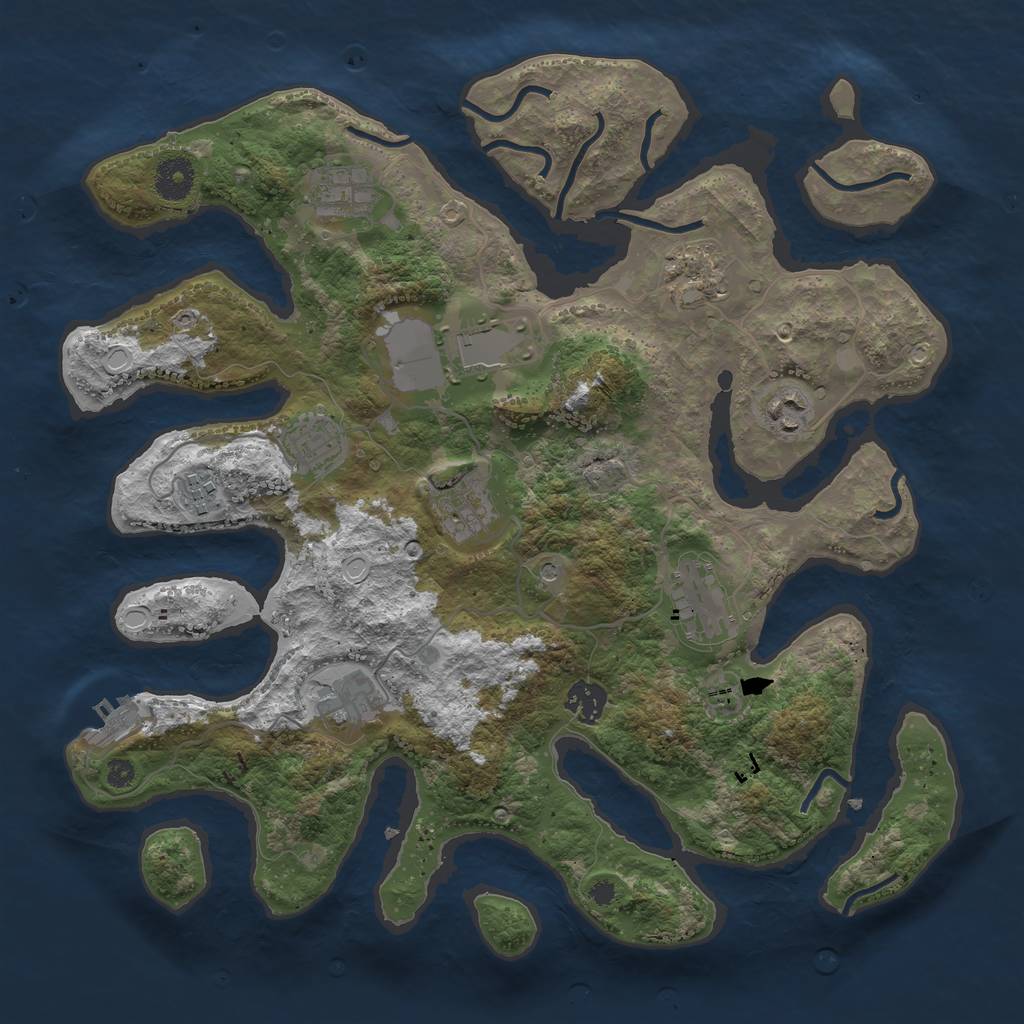 Rust Map: Procedural Map, Size: 3700, Seed: 1246115384, 17 Monuments