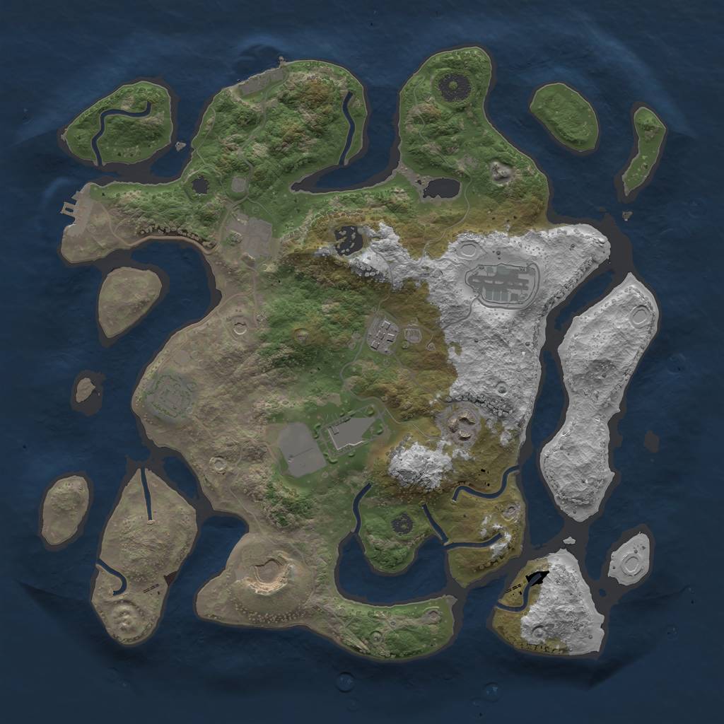 Rust Map: Procedural Map, Size: 3600, Seed: 1831559341, 16 Monuments