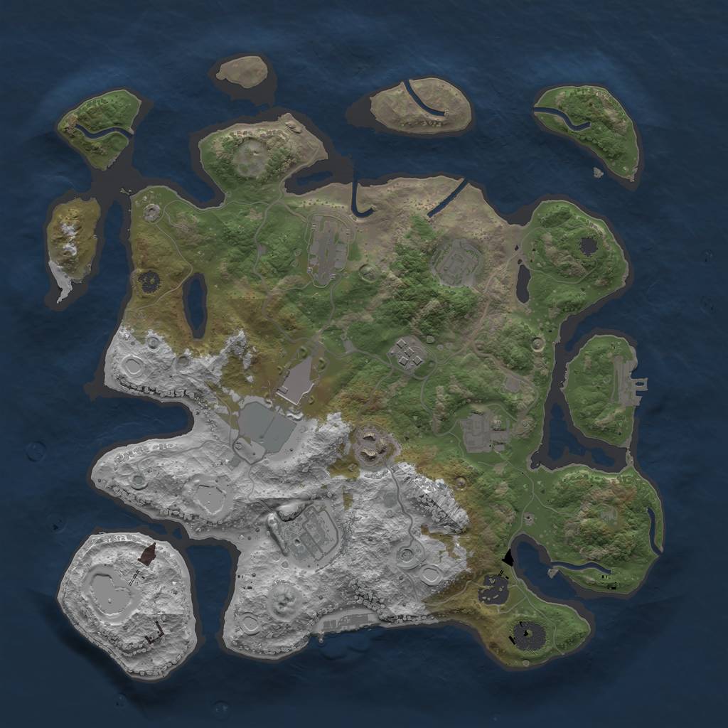 Rust Map: Procedural Map, Size: 3500, Seed: 28795737, 16 Monuments