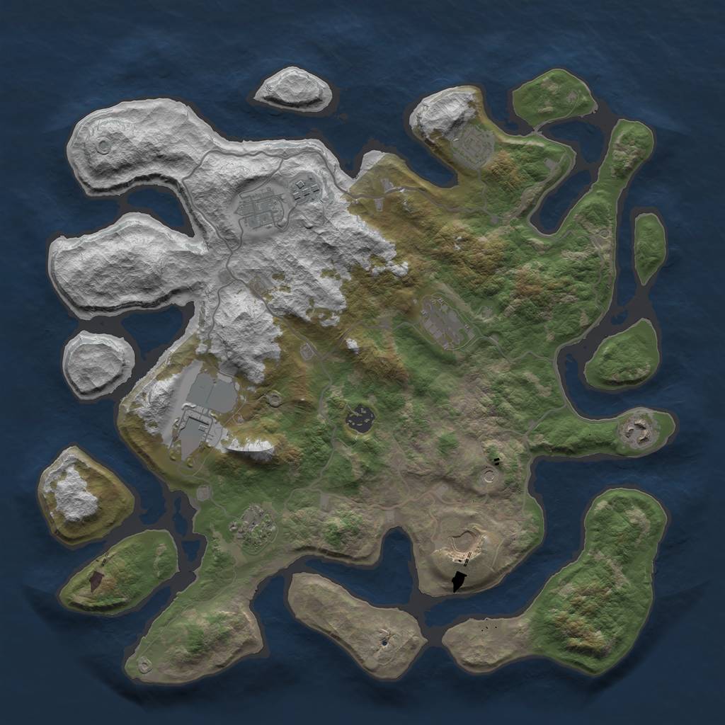 Rust Map: Barren, Size: 4000, Seed: 180921, 12 Monuments