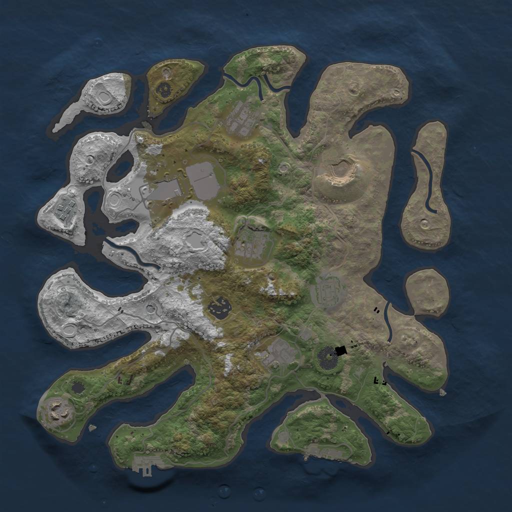 Rust Map: Procedural Map, Size: 3500, Seed: 1101837019, 17 Monuments