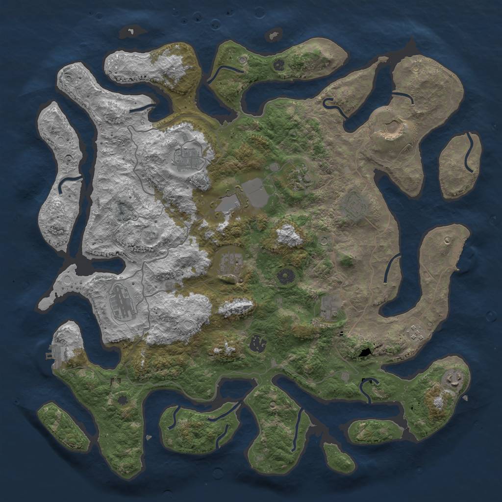 Rust Map: Procedural Map, Size: 4500, Seed: 38277482, 19 Monuments