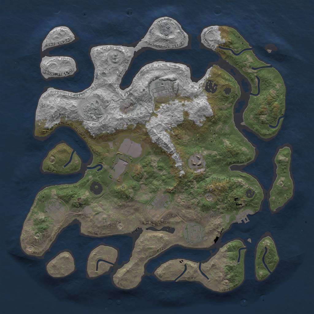 Rust Map: Procedural Map, Size: 3750, Seed: 188505793, 16 Monuments