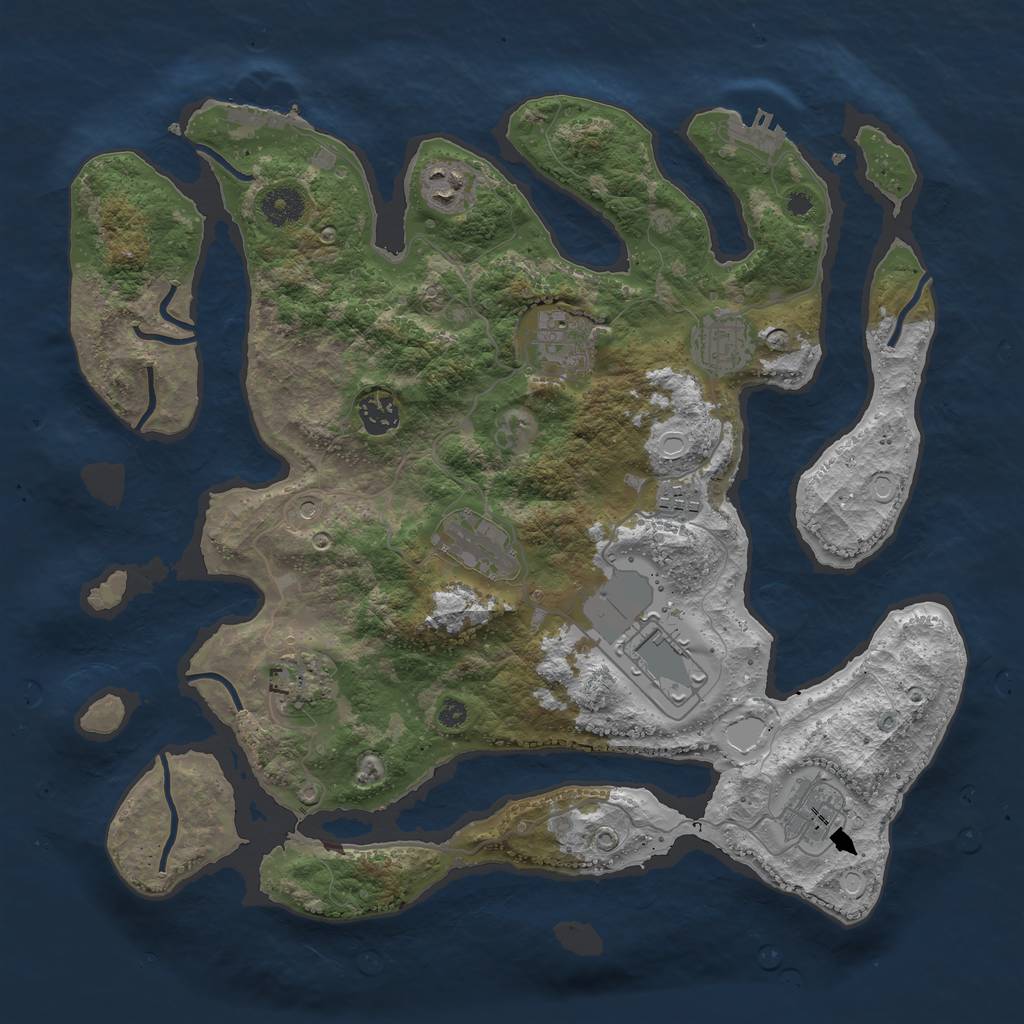 Rust Map: Procedural Map, Size: 3800, Seed: 849271, 17 Monuments