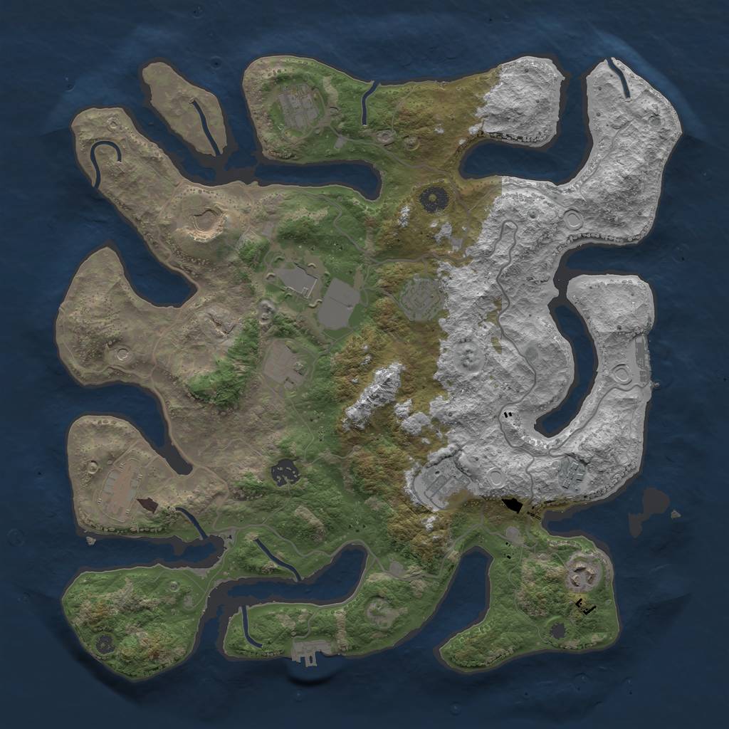 Rust Map: Procedural Map, Size: 4000, Seed: 1982684908, 18 Monuments