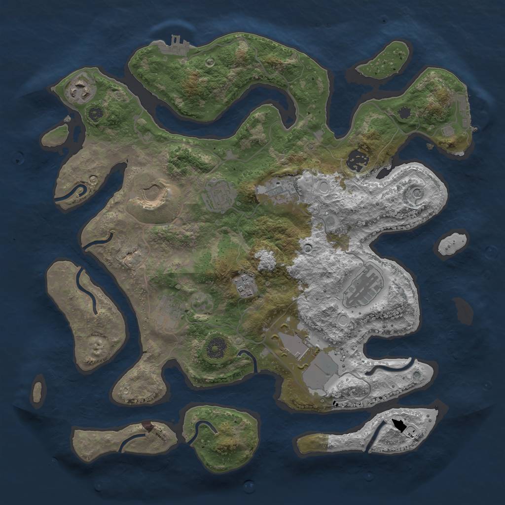 Rust Map: Procedural Map, Size: 3600, Seed: 23199, 17 Monuments