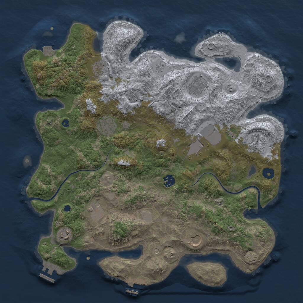 Rust Map: Procedural Map, Size: 3850, Seed: 664516671, 16 Monuments