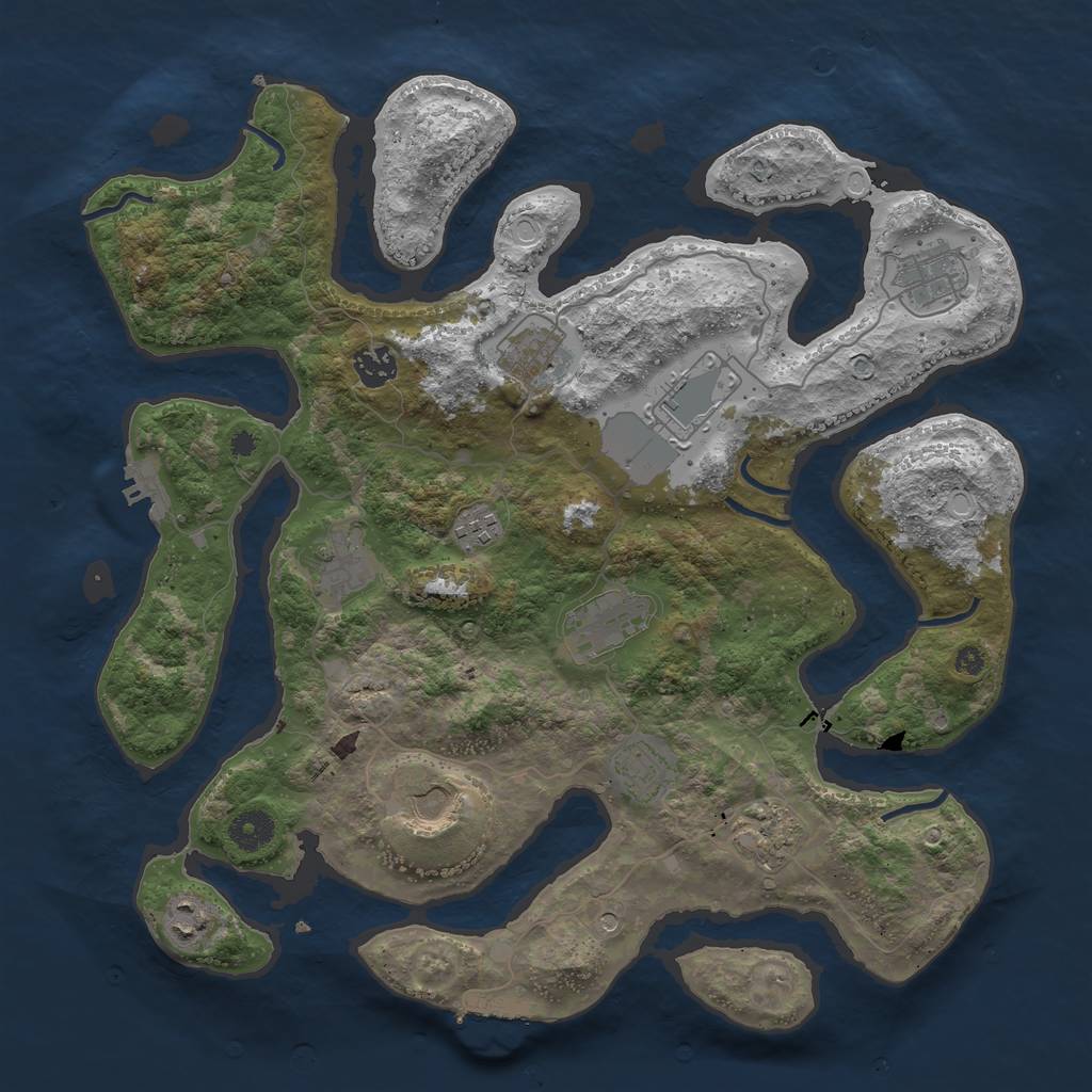 Rust Map: Procedural Map, Size: 3850, Seed: 664516671, 19 Monuments