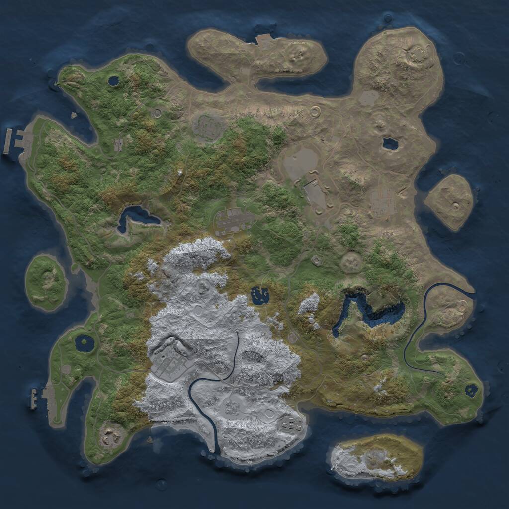 Rust Map: Procedural Map, Size: 4000, Seed: 688903302, 14 Monuments