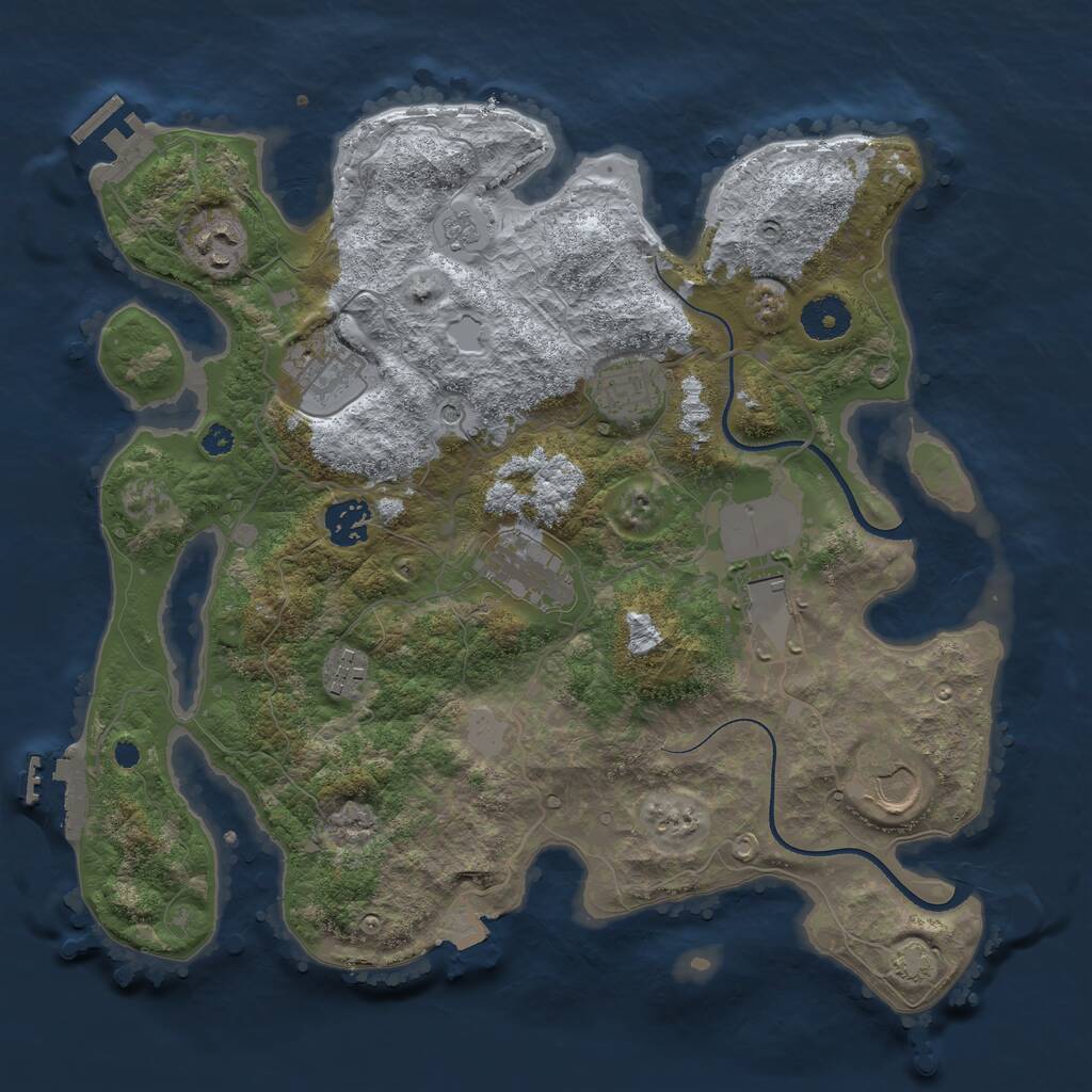 Rust Map: Procedural Map, Size: 3500, Seed: 45743, 14 Monuments