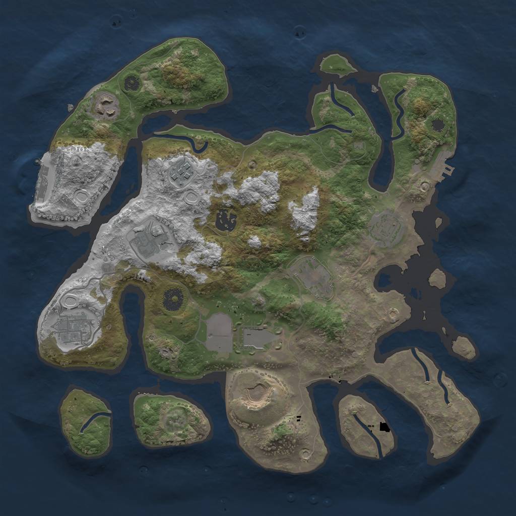 Rust Map: Procedural Map, Size: 3500, Seed: 1999188537, 16 Monuments