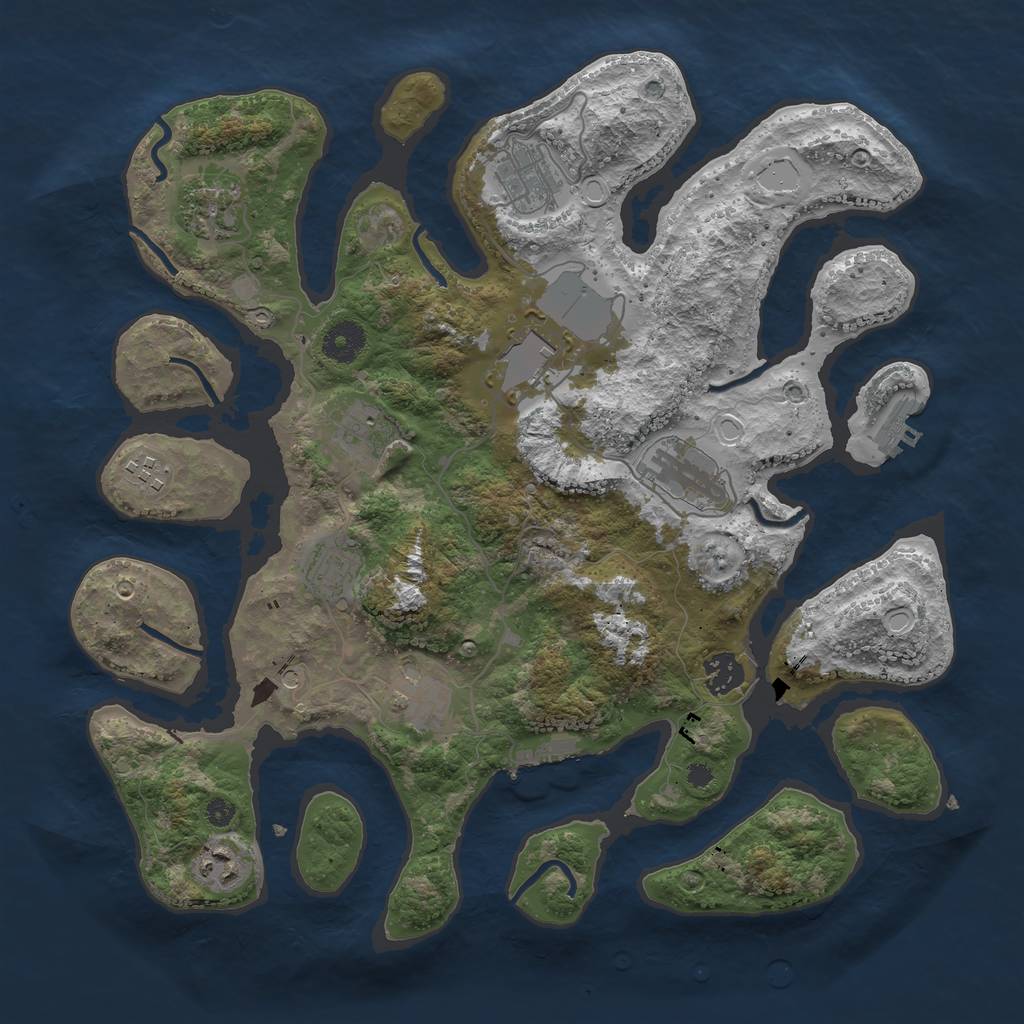 Rust Map: Procedural Map, Size: 3700, Seed: 1684547106, 18 Monuments