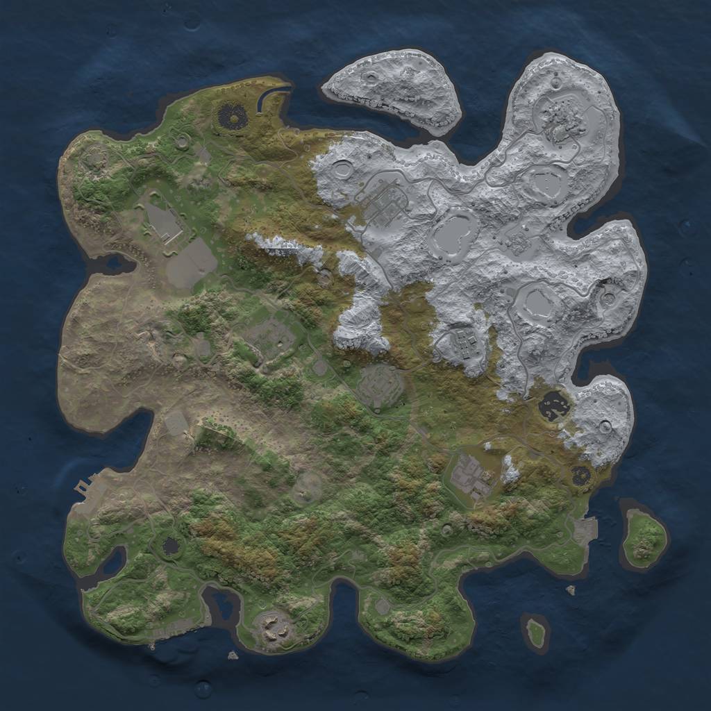 Rust Map: Procedural Map, Size: 3700, Seed: 194461688, 17 Monuments