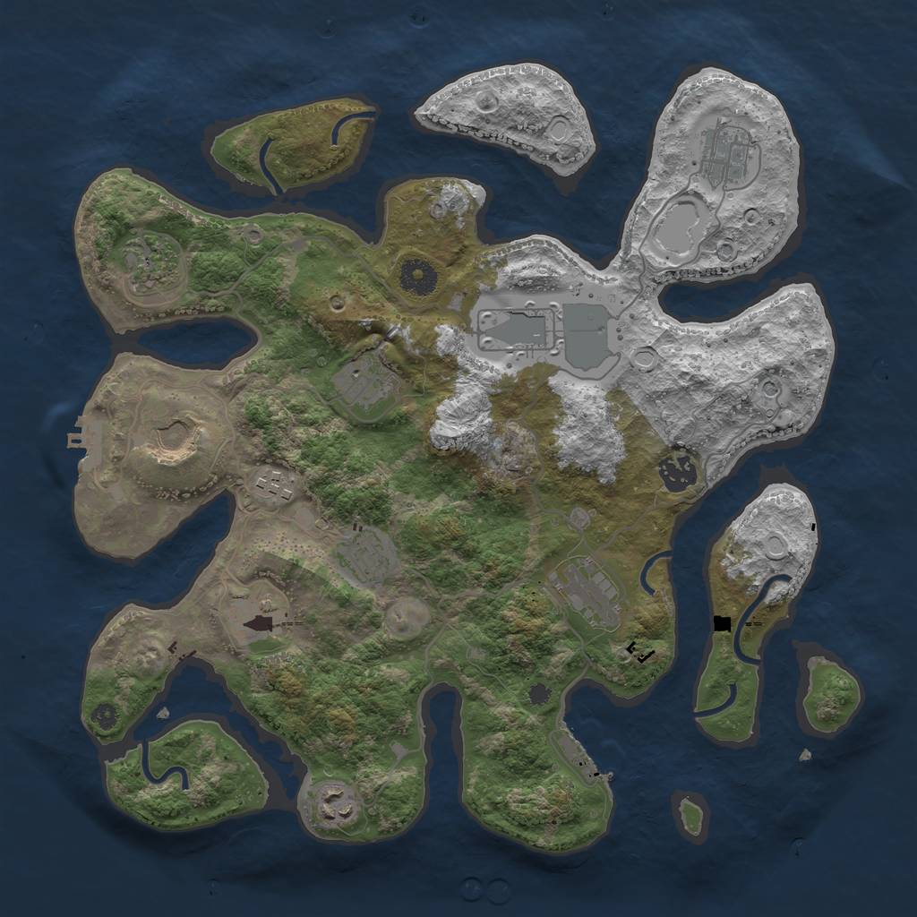 Rust Map: Procedural Map, Size: 3700, Seed: 194461688, 19 Monuments