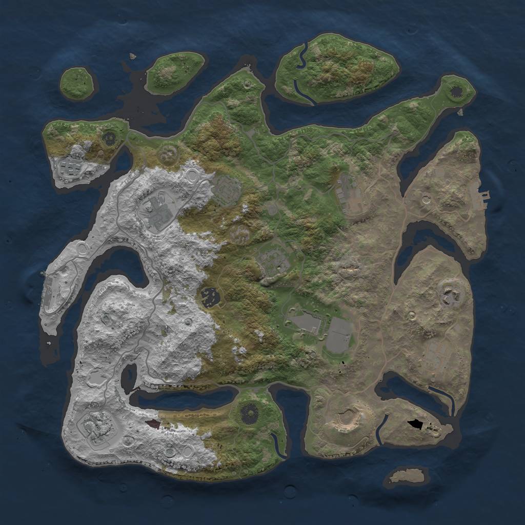 Rust Map: Procedural Map, Size: 4000, Seed: 1850411166, 19 Monuments