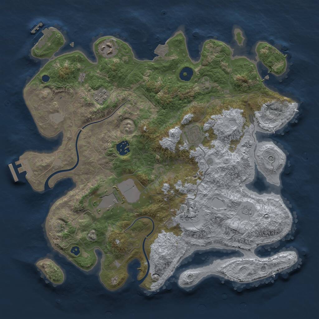 Rust Map: Procedural Map, Size: 3500, Seed: 91678552, 12 Monuments