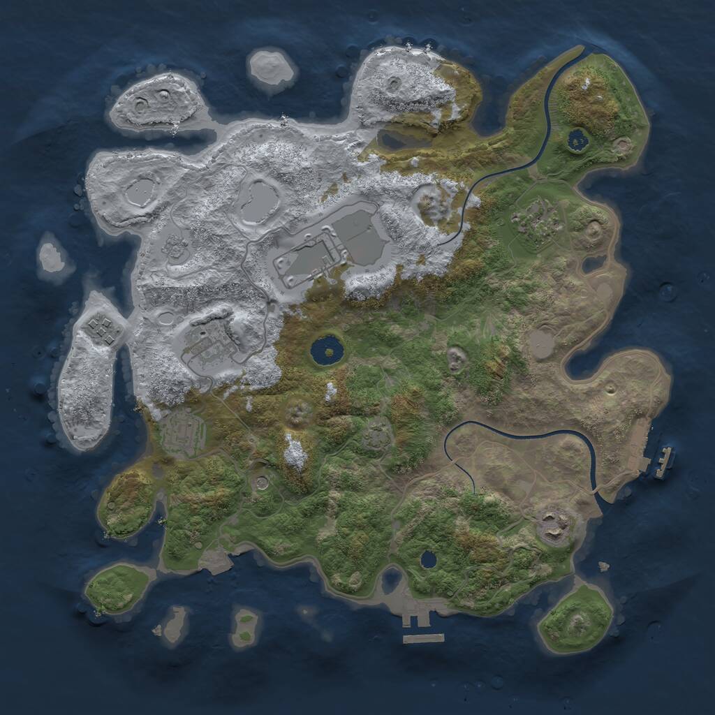 Rust Map: Procedural Map, Size: 3500, Seed: 875292865, 12 Monuments