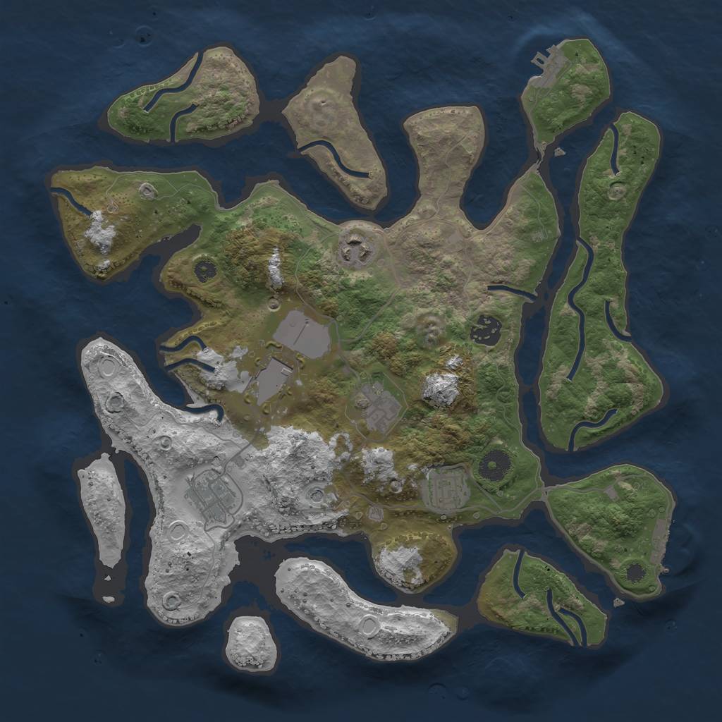 Rust Map: Procedural Map, Size: 3500, Seed: 1801905105, 14 Monuments