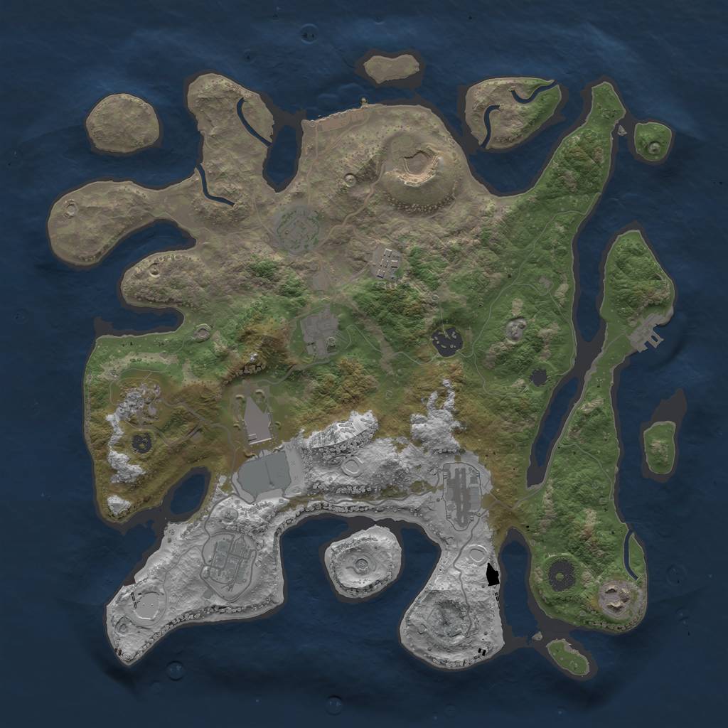 Rust Map: Procedural Map, Size: 3700, Seed: 1825736531, 18 Monuments