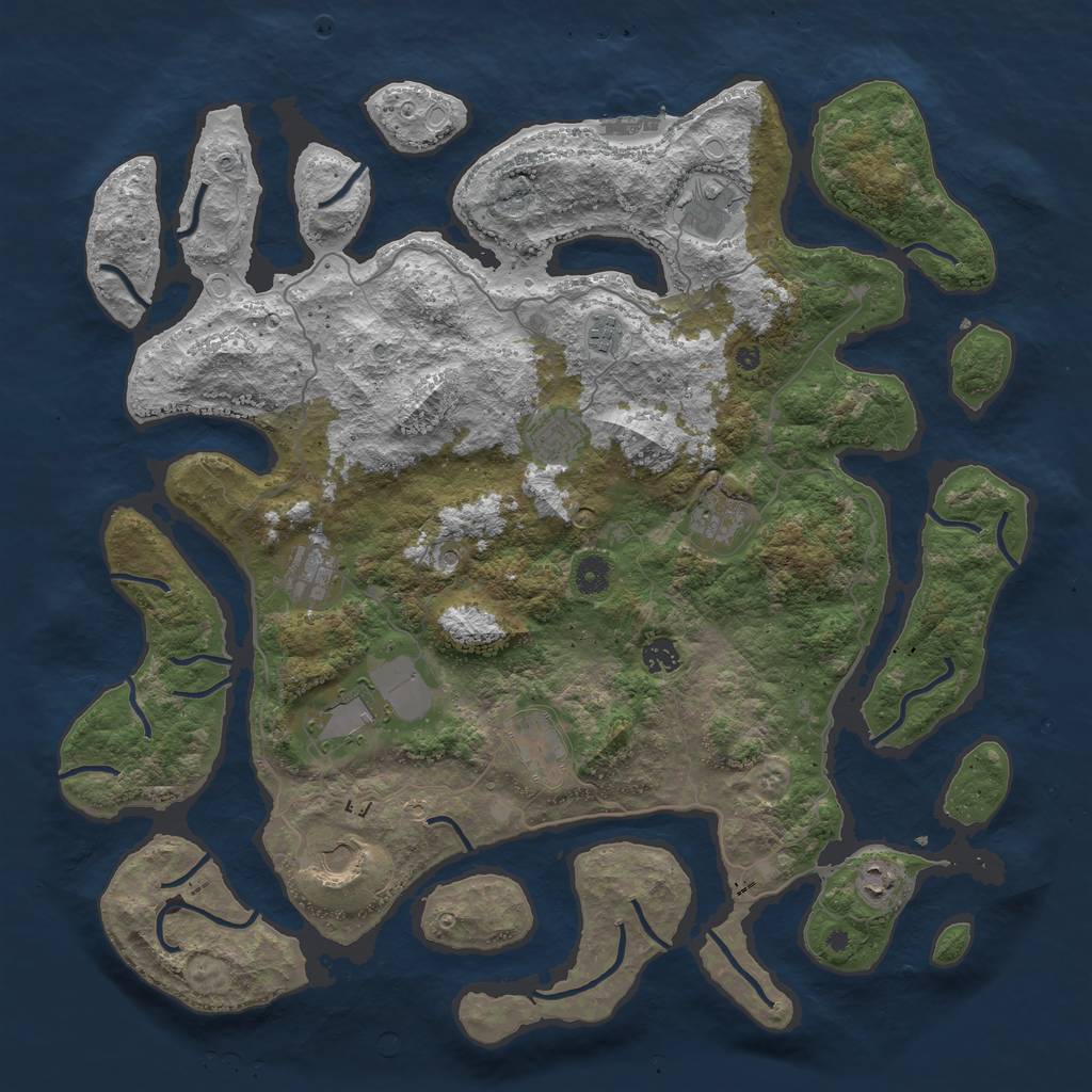 Rust Map: Procedural Map, Size: 4500, Seed: 1122391351, 17 Monuments