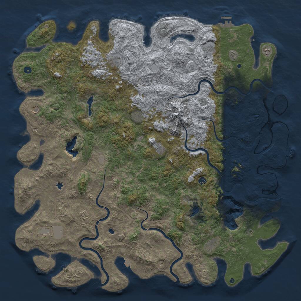 Rust Map: Procedural Map, Size: 6000, Seed: 1079269366, 17 Monuments