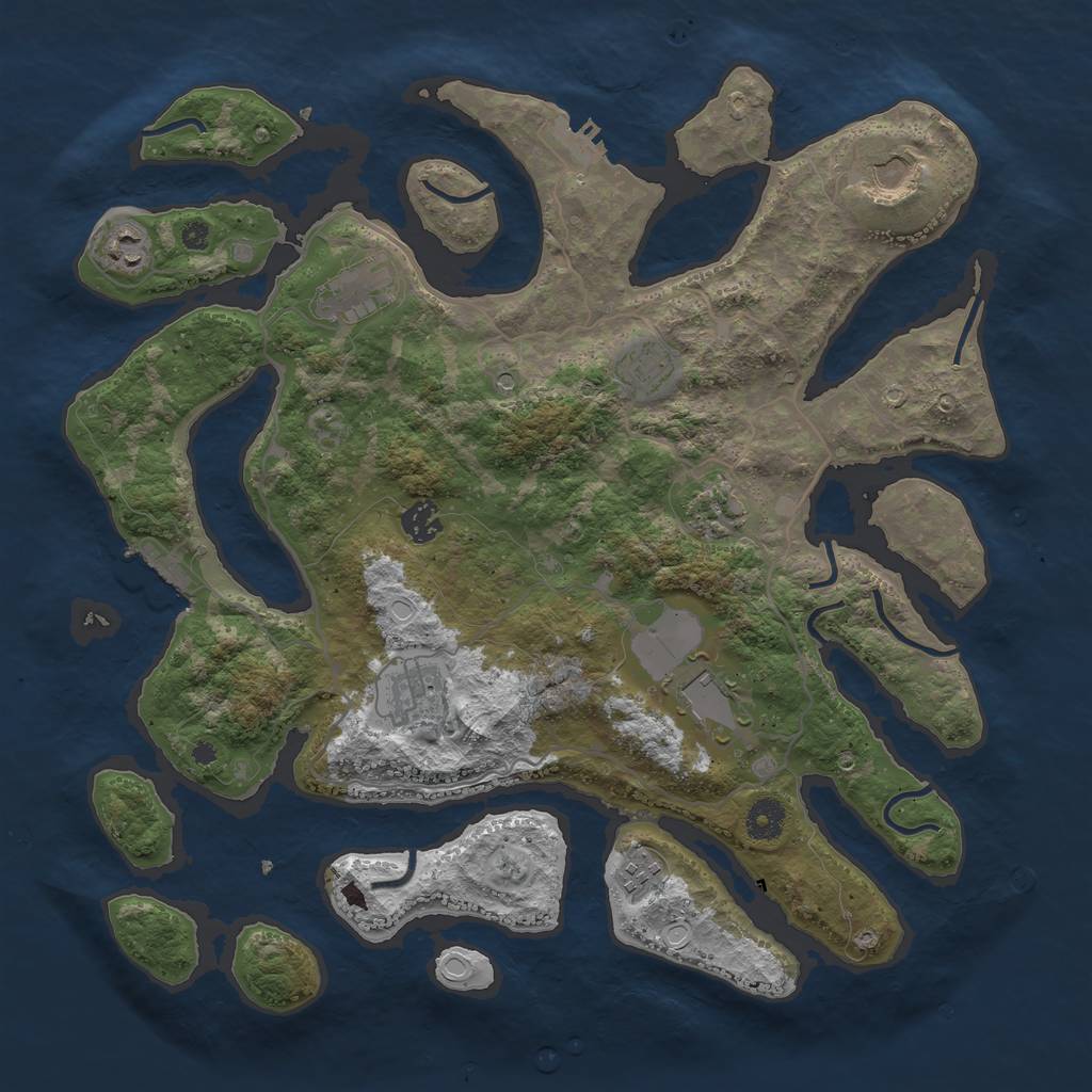 Rust Map: Procedural Map, Size: 4000, Seed: 687, 17 Monuments