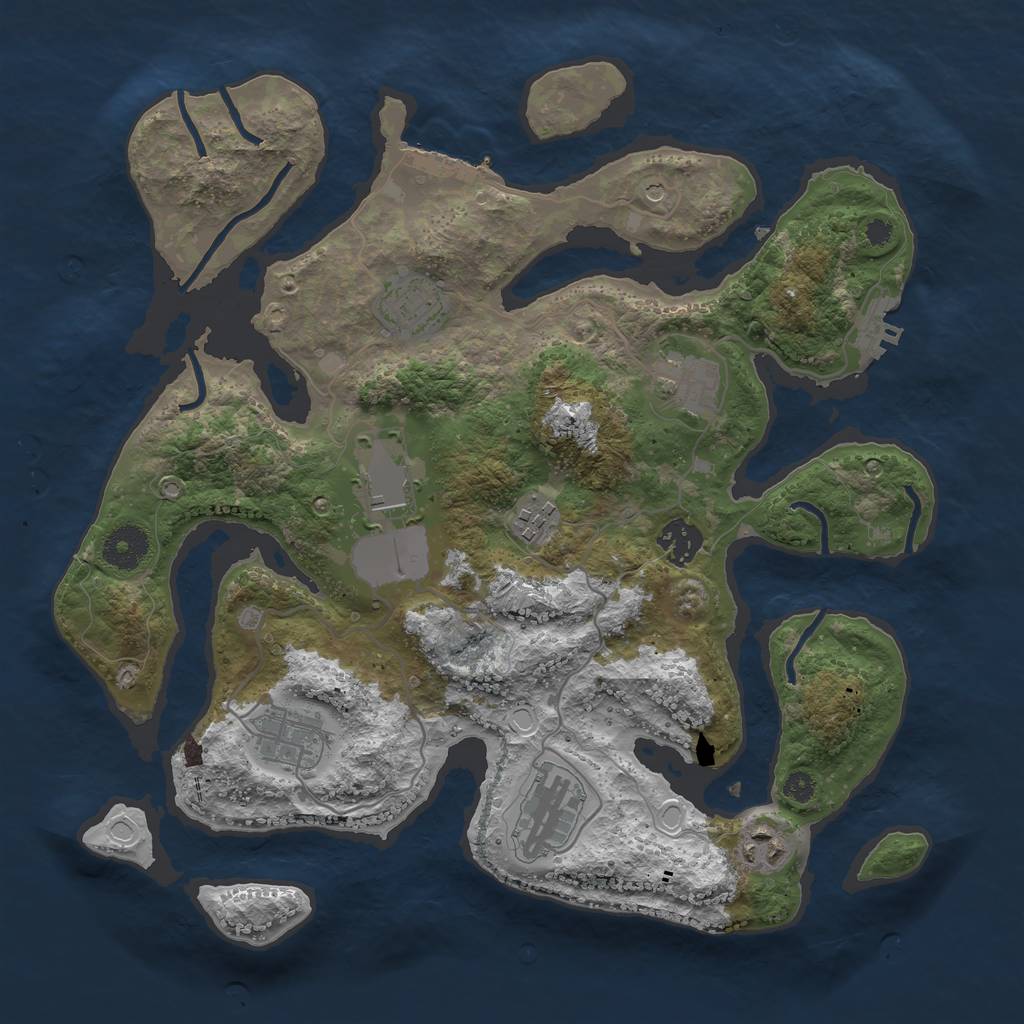 Rust Map: Procedural Map, Size: 3500, Seed: 12788554, 16 Monuments