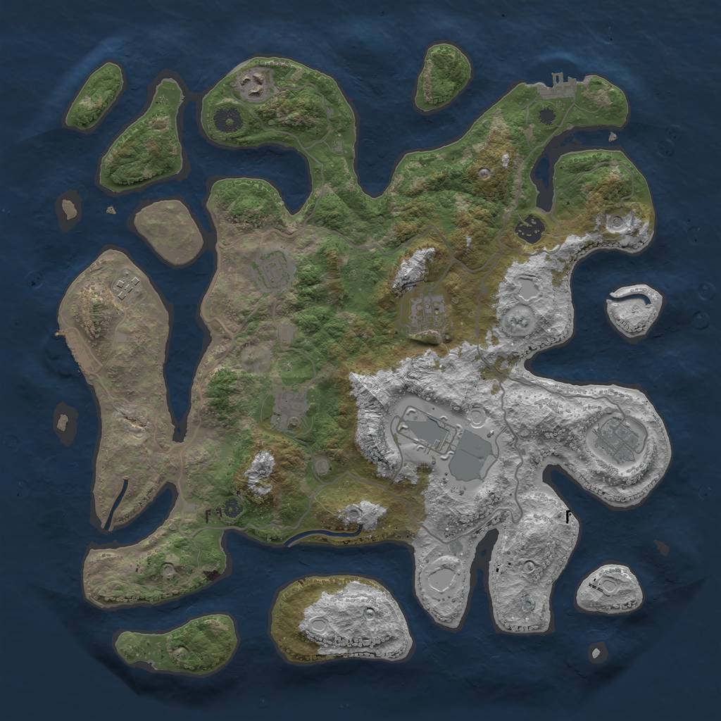 Rust Map: Procedural Map, Size: 4000, Seed: 745567485, 16 Monuments