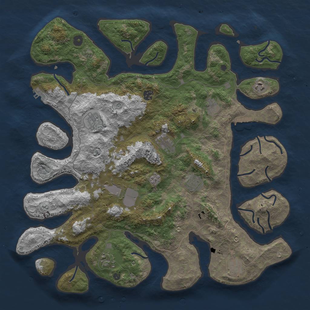 Rust Map: Procedural Map, Size: 4500, Seed: 37655911, 18 Monuments