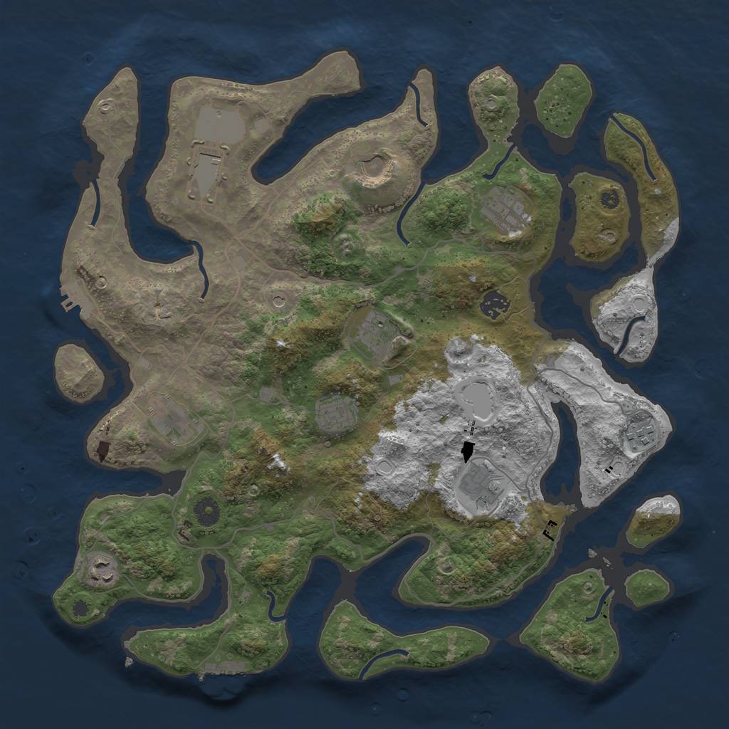 Rust Map: Procedural Map, Size: 4000, Seed: 599953, 18 Monuments