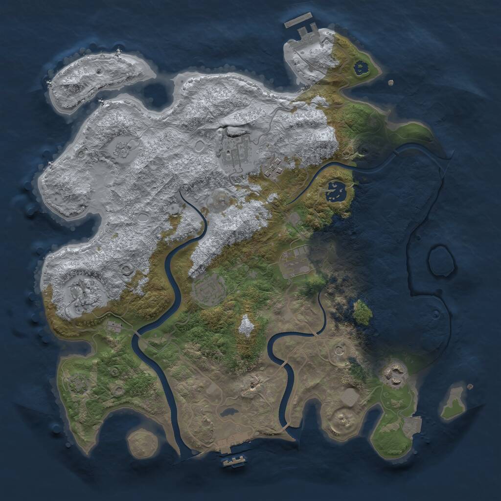 Rust Map: Procedural Map, Size: 3500, Seed: 59467, 13 Monuments