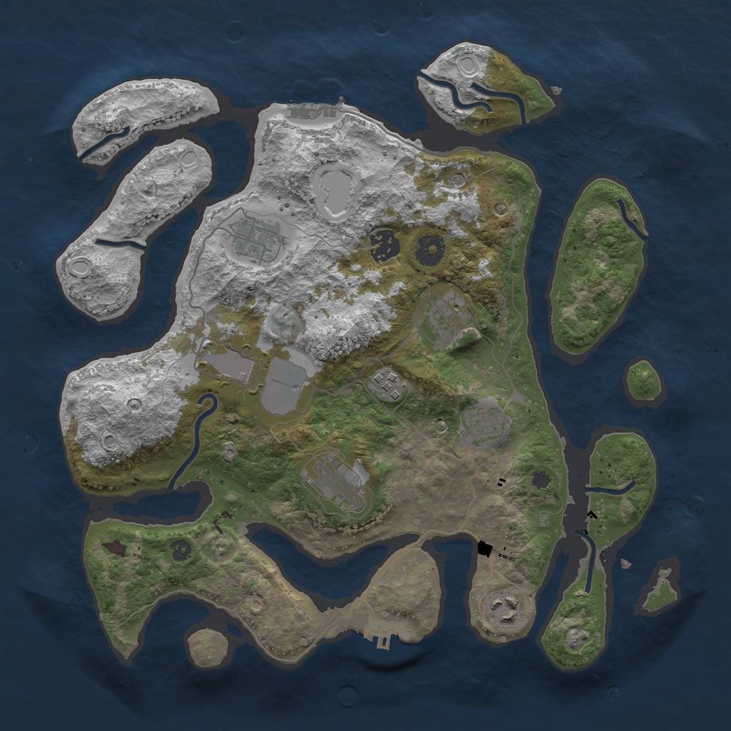 Rust Map: Procedural Map, Size: 3500, Seed: 59467, 16 Monuments