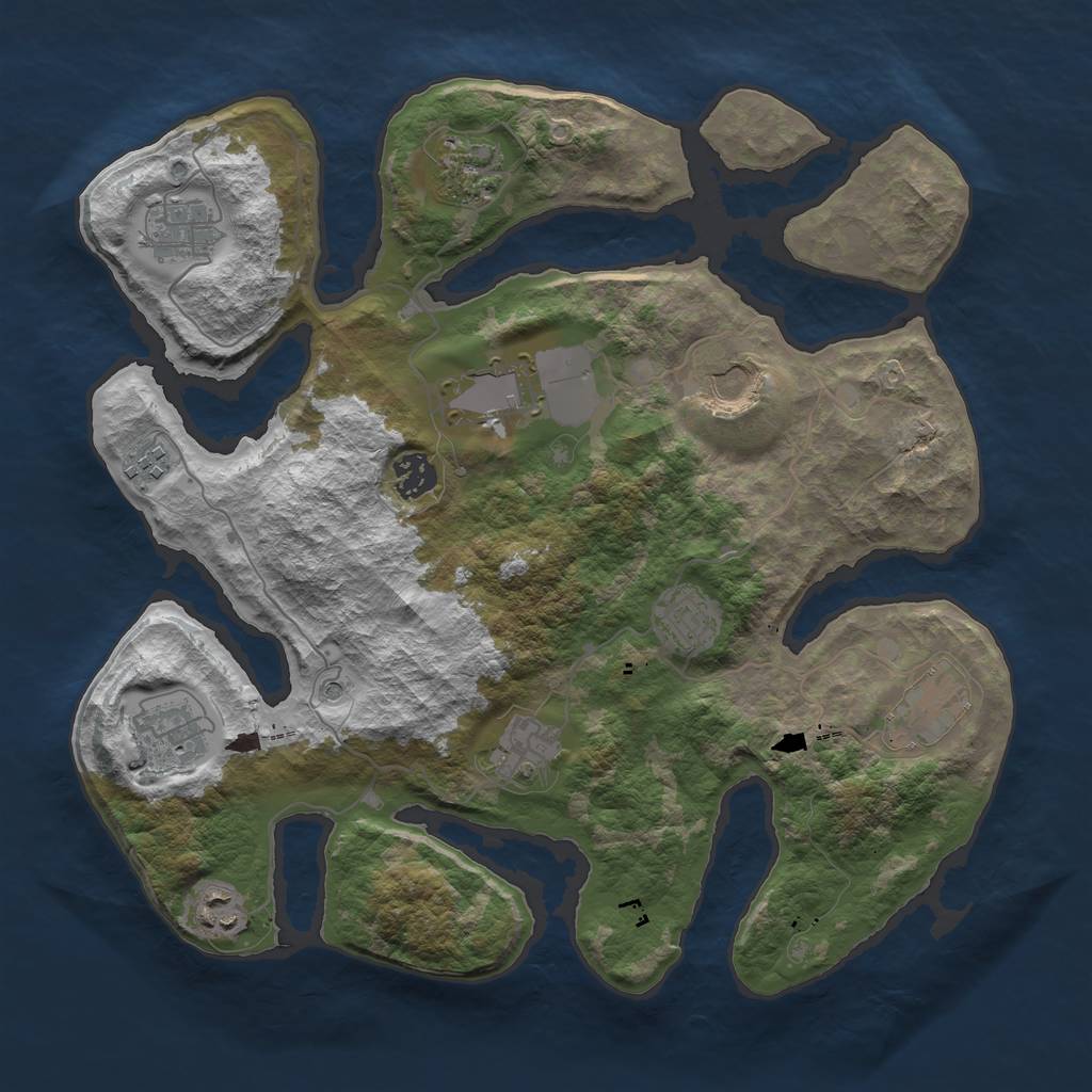 Rust Map: Barren, Size: 3650, Seed: 2038824782, 14 Monuments