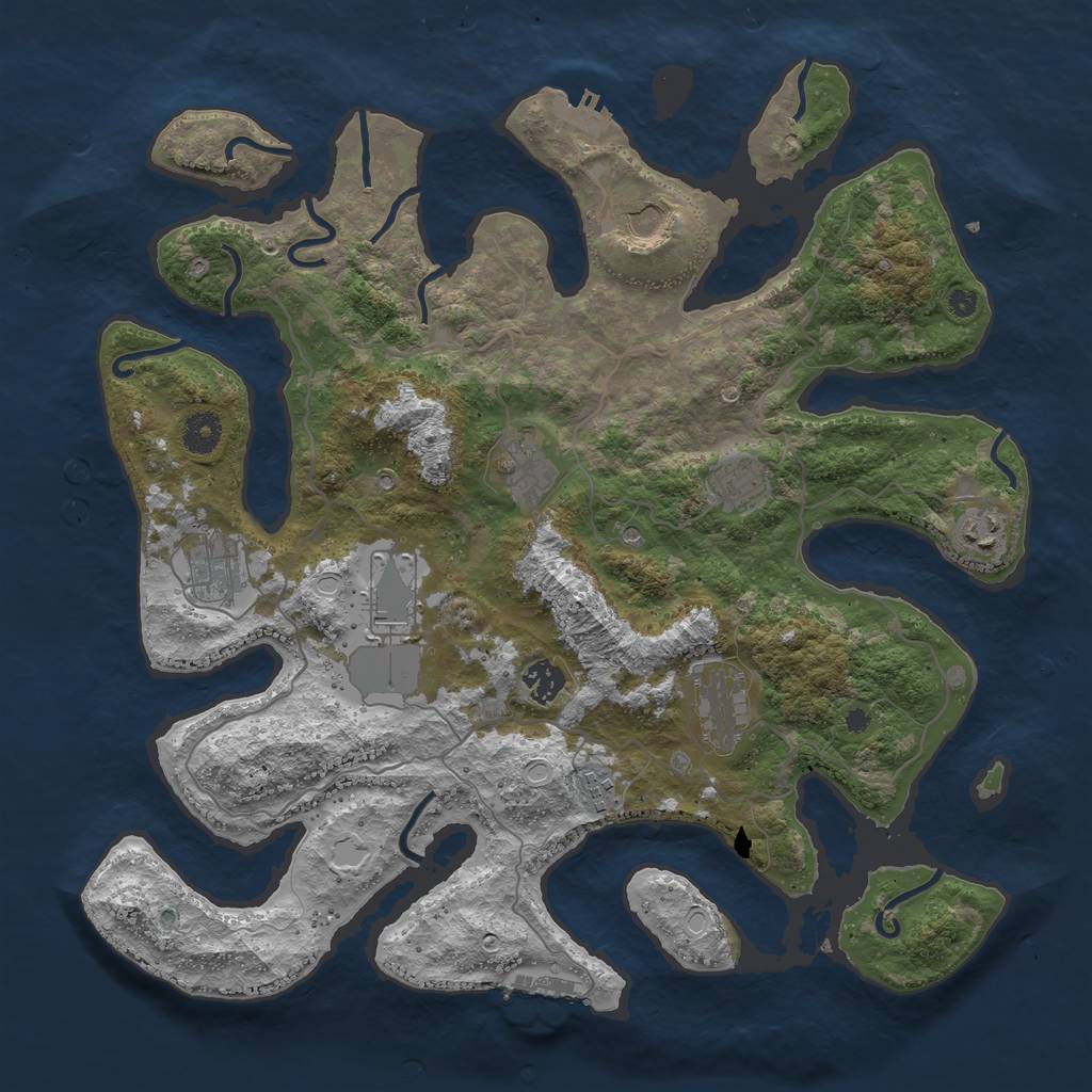 Rust Map: Procedural Map, Size: 4000, Seed: 439067274, 17 Monuments