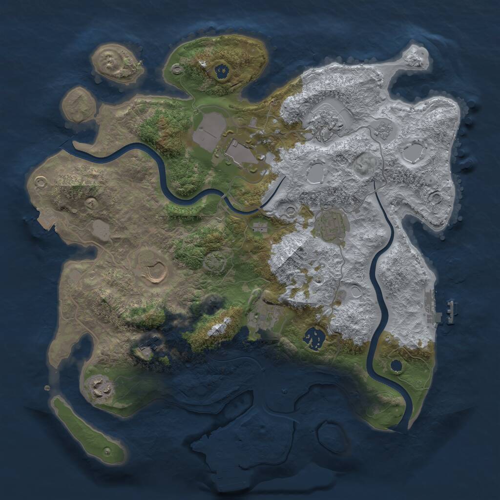 Rust Map: Procedural Map, Size: 3500, Seed: 1312326225, 14 Monuments