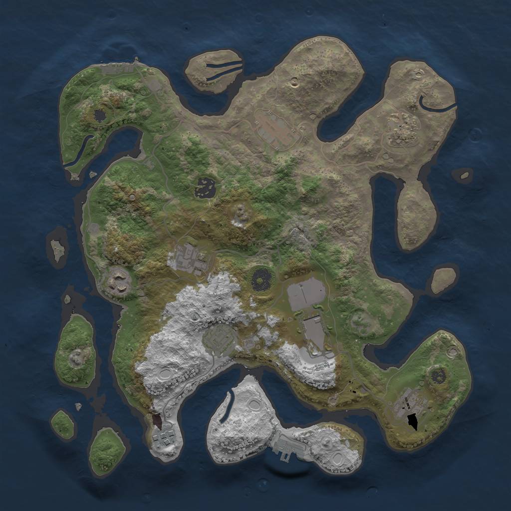 Rust Map: Procedural Map, Size: 3500, Seed: 4711191, 16 Monuments