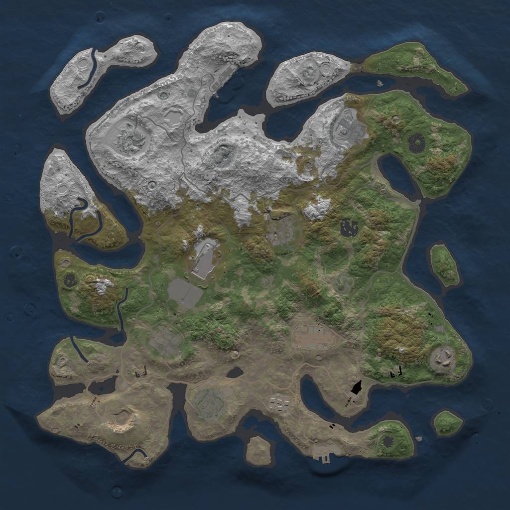 Rust Map: Procedural Map, Size: 4000, Seed: 572949350, 19 Monuments