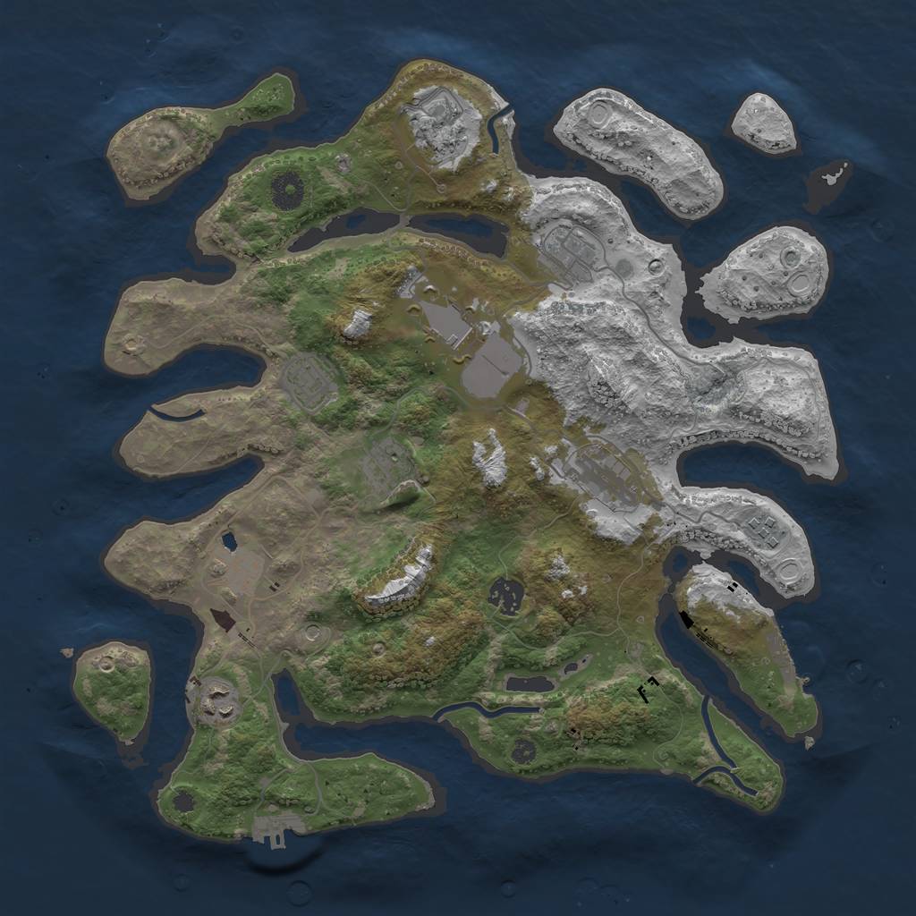 Rust Map: Procedural Map, Size: 3800, Seed: 2746828, 18 Monuments