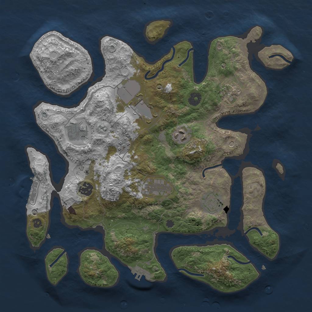 Rust Map: Procedural Map, Size: 3500, Seed: 397546083, 16 Monuments