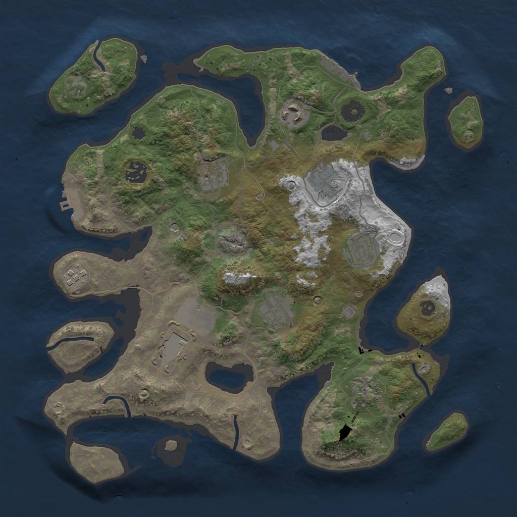 Rust Map: Procedural Map, Size: 3500, Seed: 1506420521, 17 Monuments