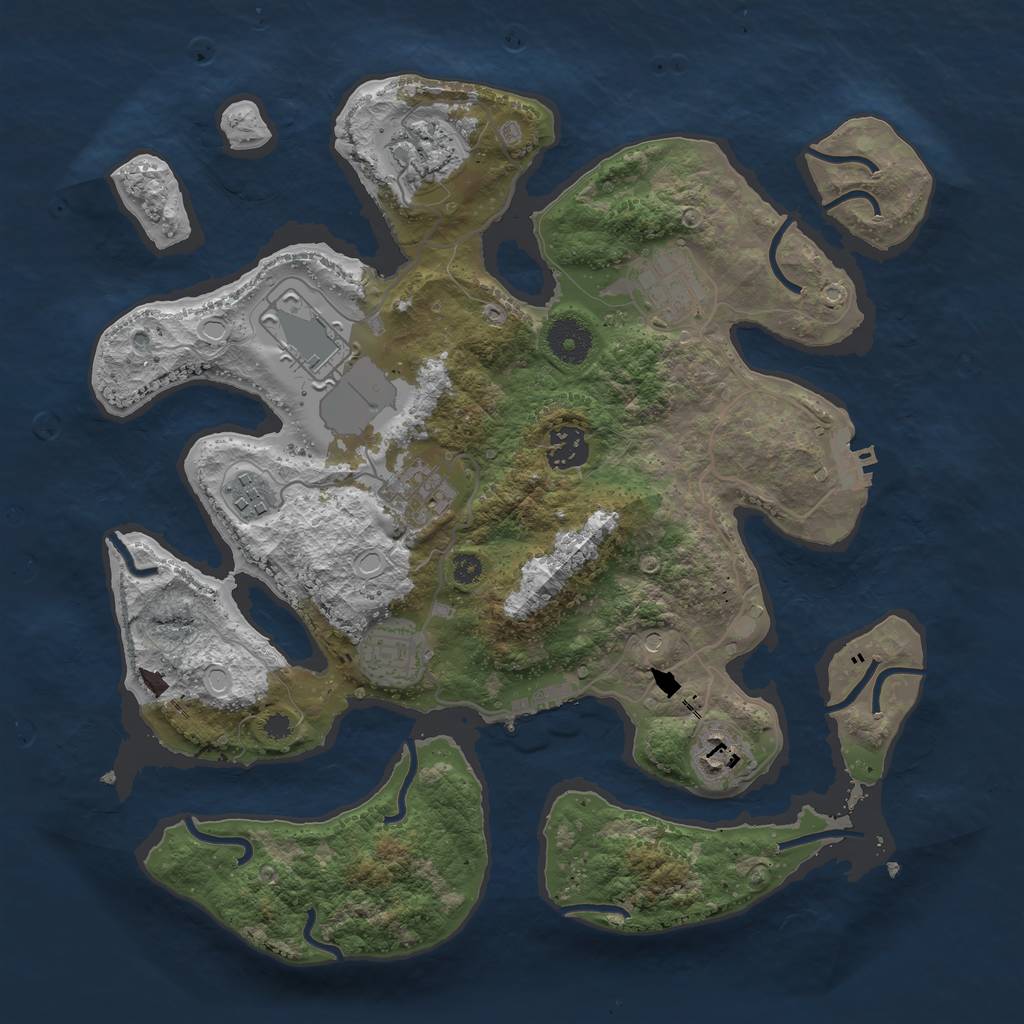 Rust Map: Procedural Map, Size: 3500, Seed: 1156152550, 16 Monuments