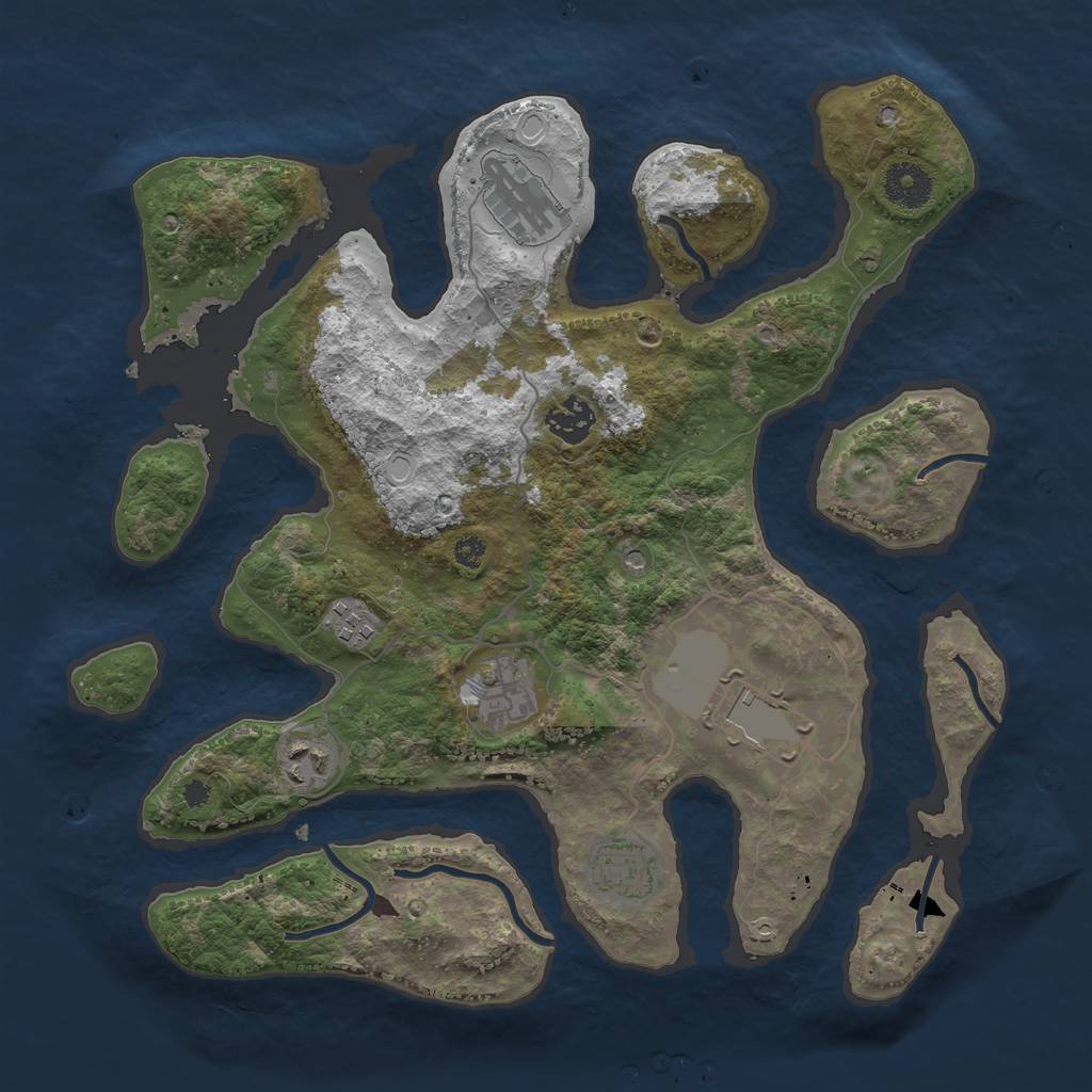 Rust Map: Procedural Map, Size: 3500, Seed: 567576101, 13 Monuments