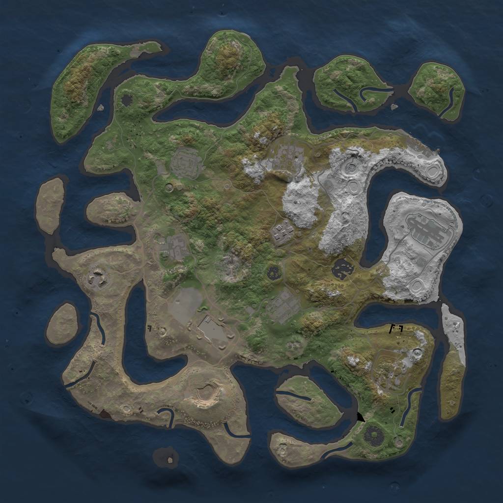 Rust Map: Procedural Map, Size: 3700, Seed: 46080890, 18 Monuments